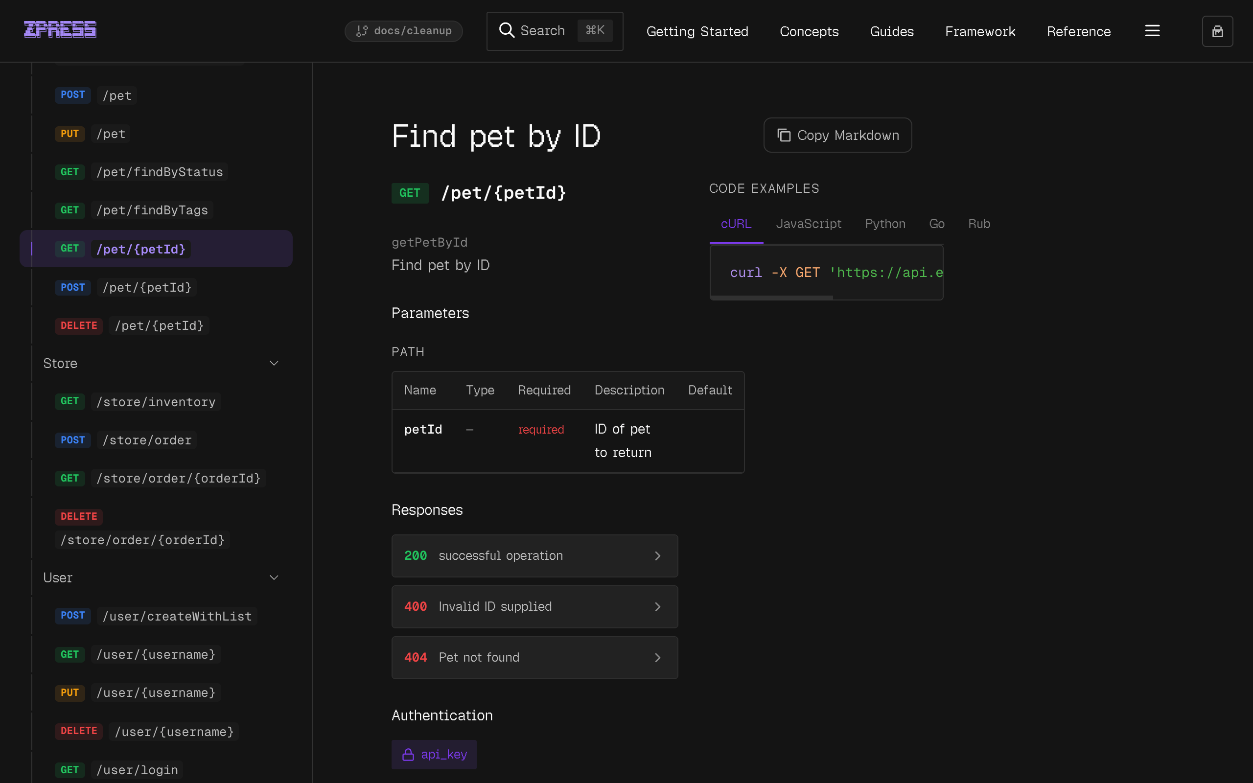 OpenAPI operation page