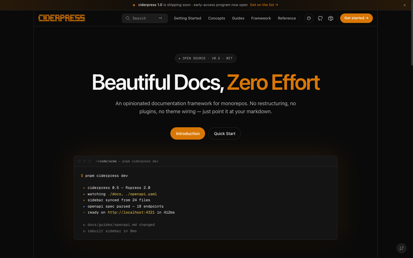 Amber theme — dark